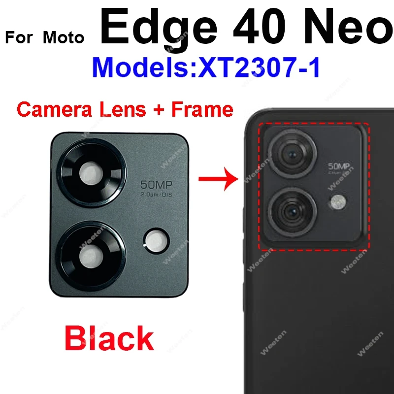 Rear Camera Lens Frame Cover For Motorola Edge 40 Neo Back Camera Glass Lens Frame Cover Holder Replacement Repair Parts