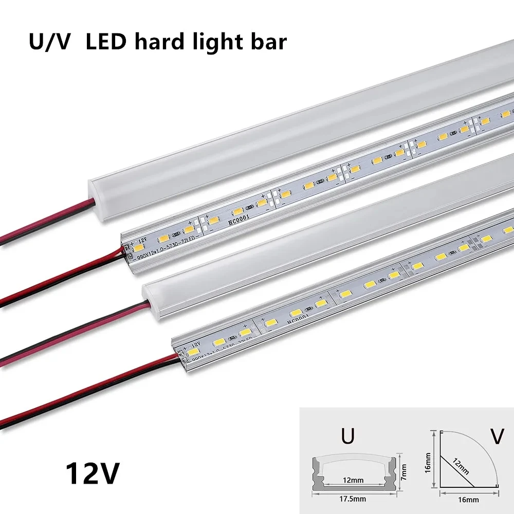 LED aluminum rigid light bar 8W DC12V 50CM 20 inch U/V-shape 5730 36LEDs LED aluminum channel Home decoration lighting