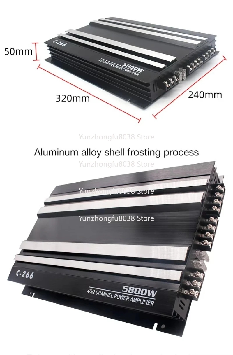 Professional Automotive Amplifier 12v 5800W Class AB Total Sound Power Amplifier 4-Channel Automotive Audio Amplifier