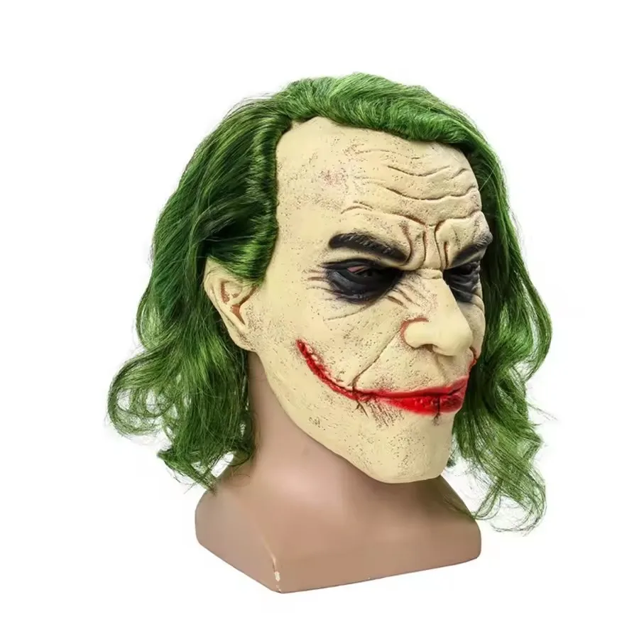 The Dark Knight Joker Mask Halloween Party Unisex Adult Cosplay Latex Full Face Mask Head Cover Party Performance Stage Props ﻿