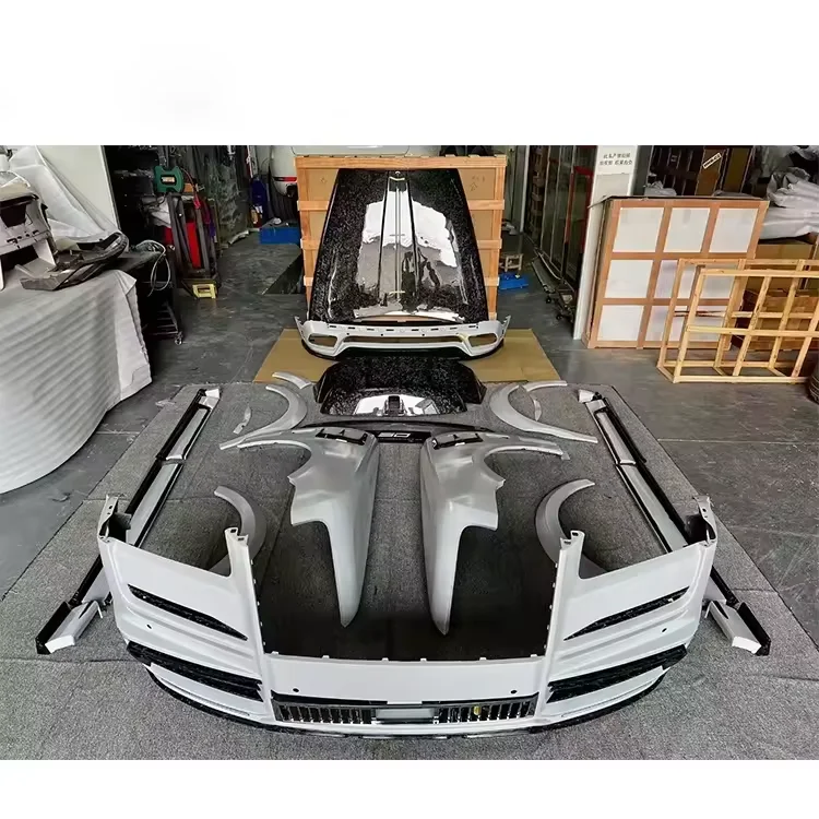 MSY نمط الألياف الزجاجية N مزورة ألياف الكربون مجموعة كاملة الجسم أطقم الجبهة الشفاه الناشر الوفير المصدات ل رولز رويس كولينان