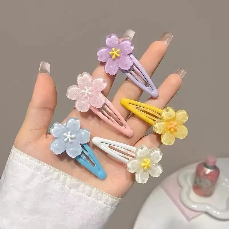 

2-5Pcs Pink Sakura Bobby Pins Hairpin Side Hair Clip Girl Women Cute Creamy Blue Flower Headwear Sweet Hairpins Hair Accessories