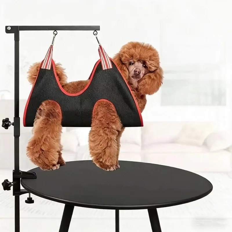 Foldable Black Iron Pet Grooming Arm Retractable Height Adjustable Support Bracket for Dog Cat Grooming Table Salon Home Use