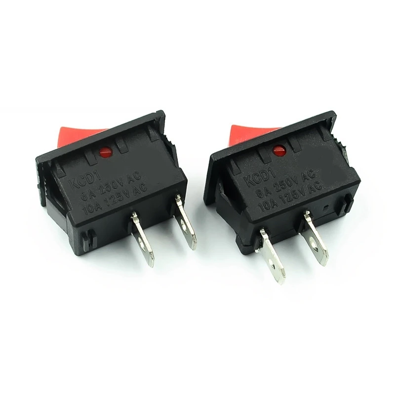 On-Off KCD11 2Pin 2P Black Red Boat Car Rocker Switch 3A 250V 6A 125V AC Button KCD1-11 10X15 10X15 KCD117