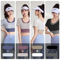 PINGNIAO Fake two-piece sports short-sleeved underwear breathable fitness bra quick-drying tight short yoga clothes