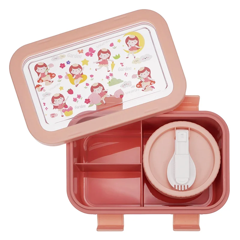 ABKP-32 Oz/4 Cup Lunch Kids Bento Box Featuring 3 Compartments, Utensil& Sauce Jar-Microwave And Dishwasher Safe(Ages 3 Years+ )