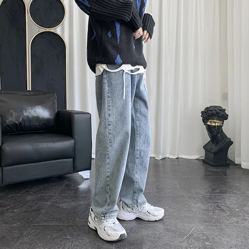 

Jeans men's trendy brand loose and versatile straight leg casual wide leg pants for spring and autumn, student long pants
