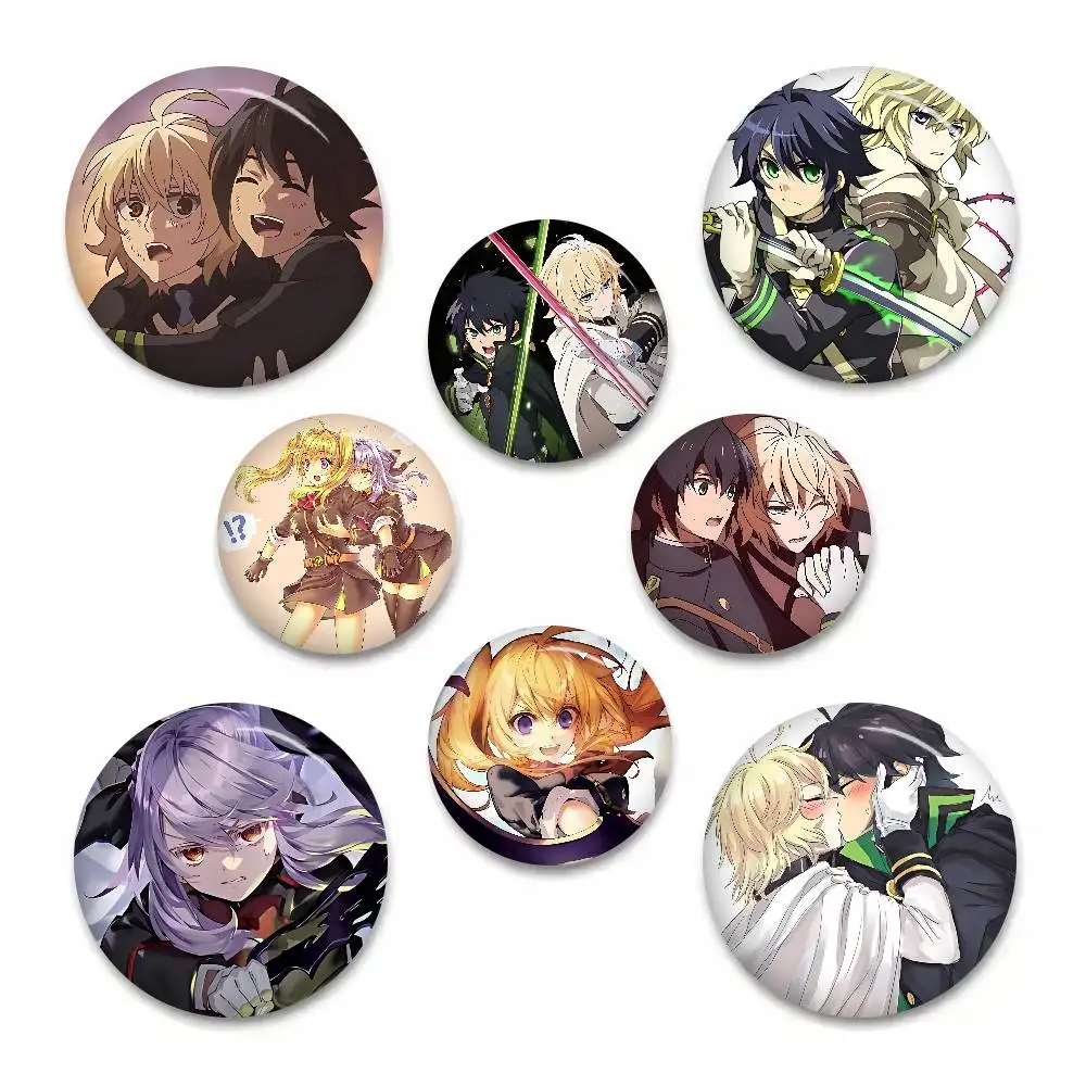 Anime Seraph Of The End Cool Soft Button Pin Round Metal Badge Lapel Pin Parts Gift Friends Kid Jewelry
