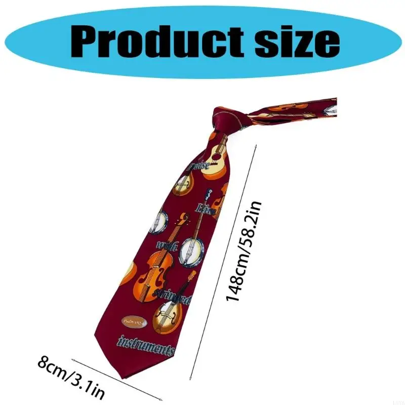 تتميز L5ya Lightweight Men's Necktie بالغيتار الديناميكي ورسومات الطبل المعاصرة للتصميم اليومي