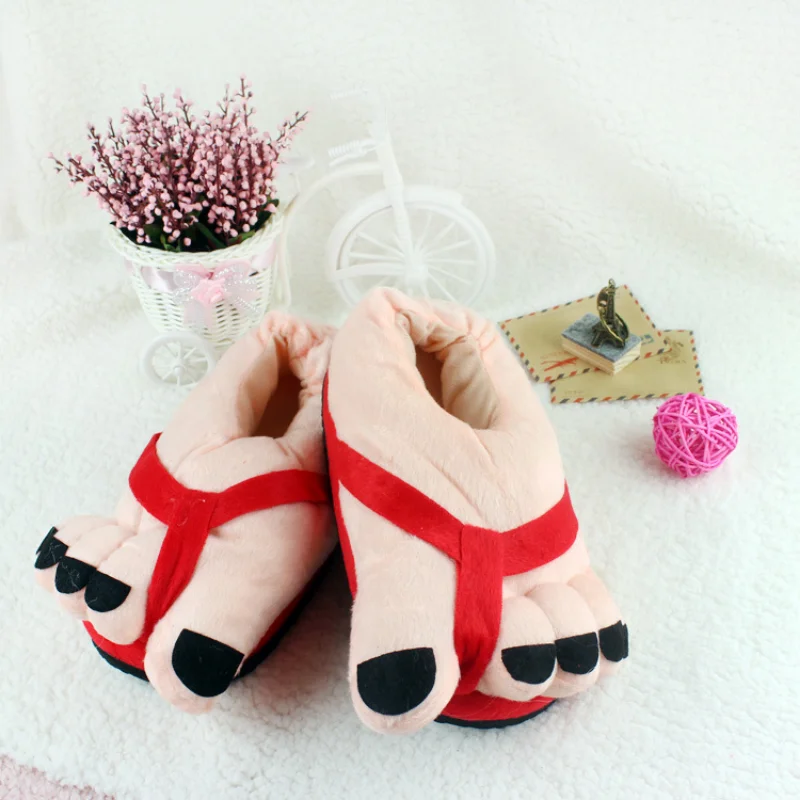 Creative and interesting winter new five-finger cute funny cotton slippers women's home warmth cartoon bag and cotton shoes