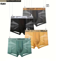 4Pcs/Lot Sexy Men's Underwear Breathable Mesh Man Underpants Male Thin Sexy Boxers Men Panties Boxer Shorts Ice silk New