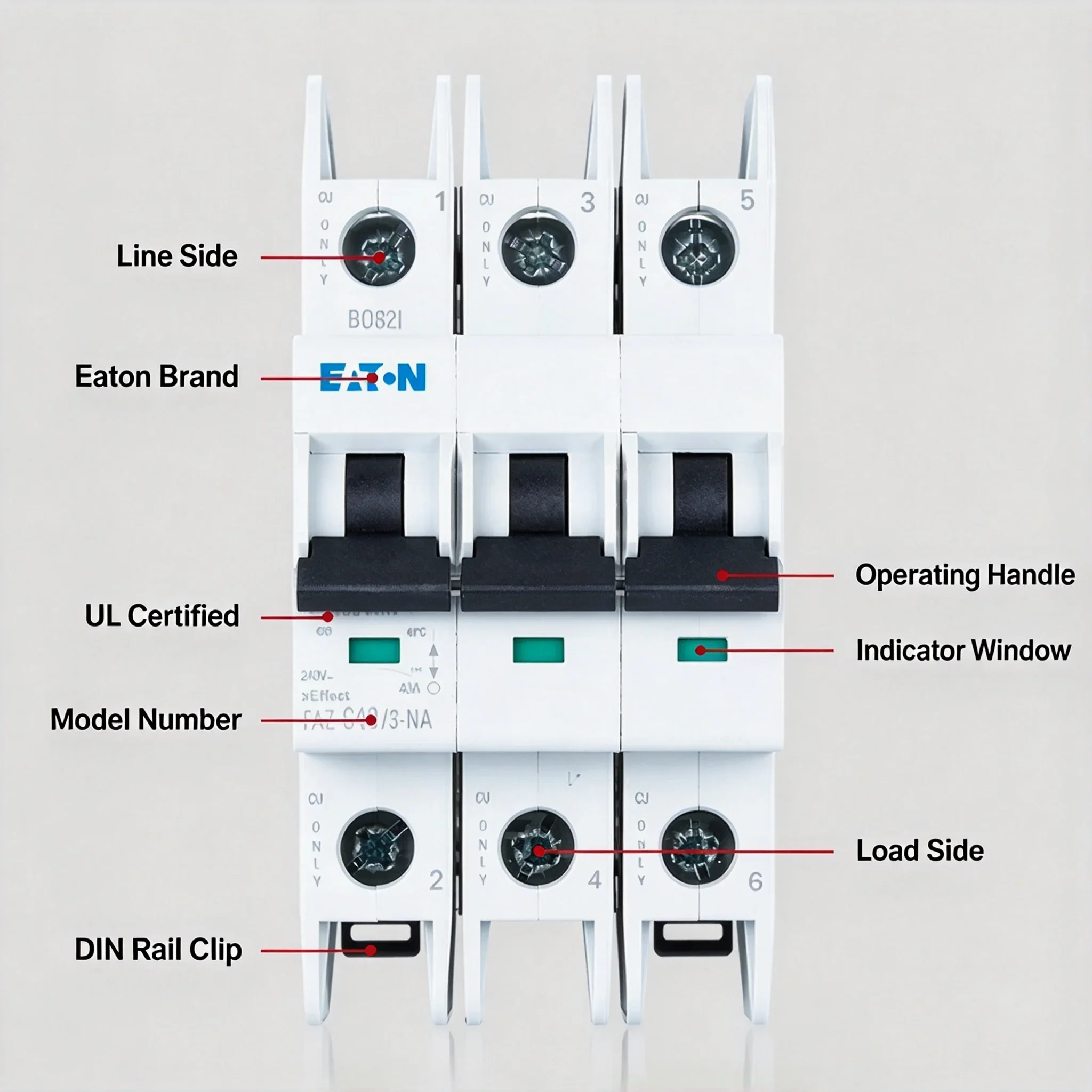 EATON Mueller UL489 Certified CSA Air Switch FAZ Circuit Breaker 1P 2P 3P 4P 1-63A Single/Double Pole Electrical Switch