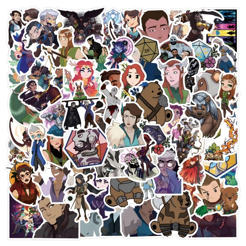 55pcs Cartoon The Legend of Vox Machina Sticker Luggage Water Cup Stationery Mobile Phone Laptop Refrigerator Decoration Sticker