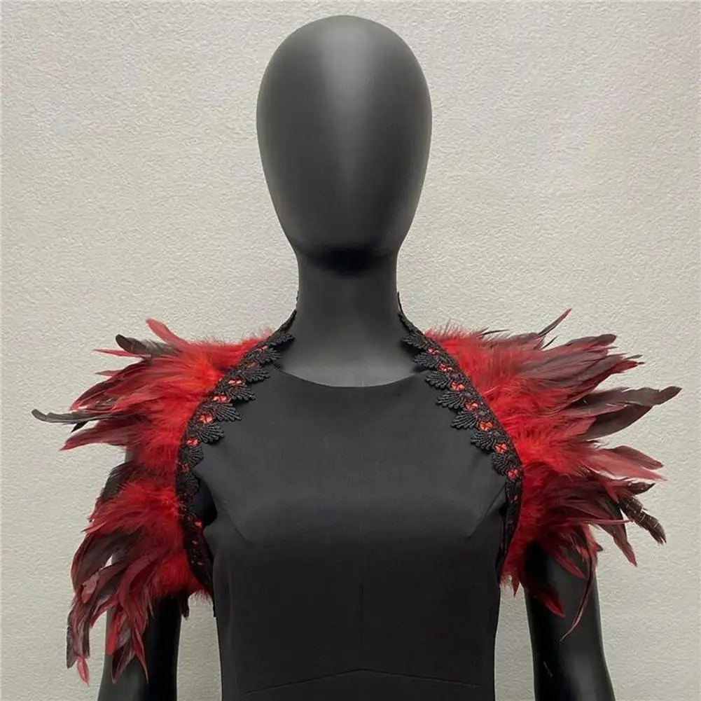 Feather Shawl Cosplay Feather Shrug Shawl Soft Lace Shoulder Wrap Cape for Stage Performance Party Costume Adjustable Body Decor