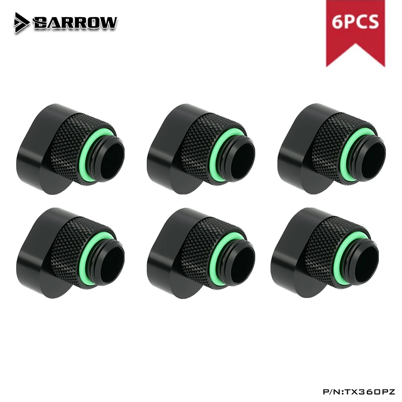 Barrow 2/4/6pcs 360 Degrees 6mm Rotary Offset Fittings, G1/4 Thread, Brass Male To Female Extender Fittings, TX360PZ