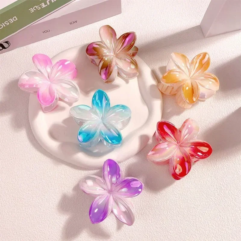 New Trendy Gradient Flower Hair Clips Women Bohemia Fashion Vintage Beach Cute Clips Girls For Casual Lovely Egg Flowers Hairpin