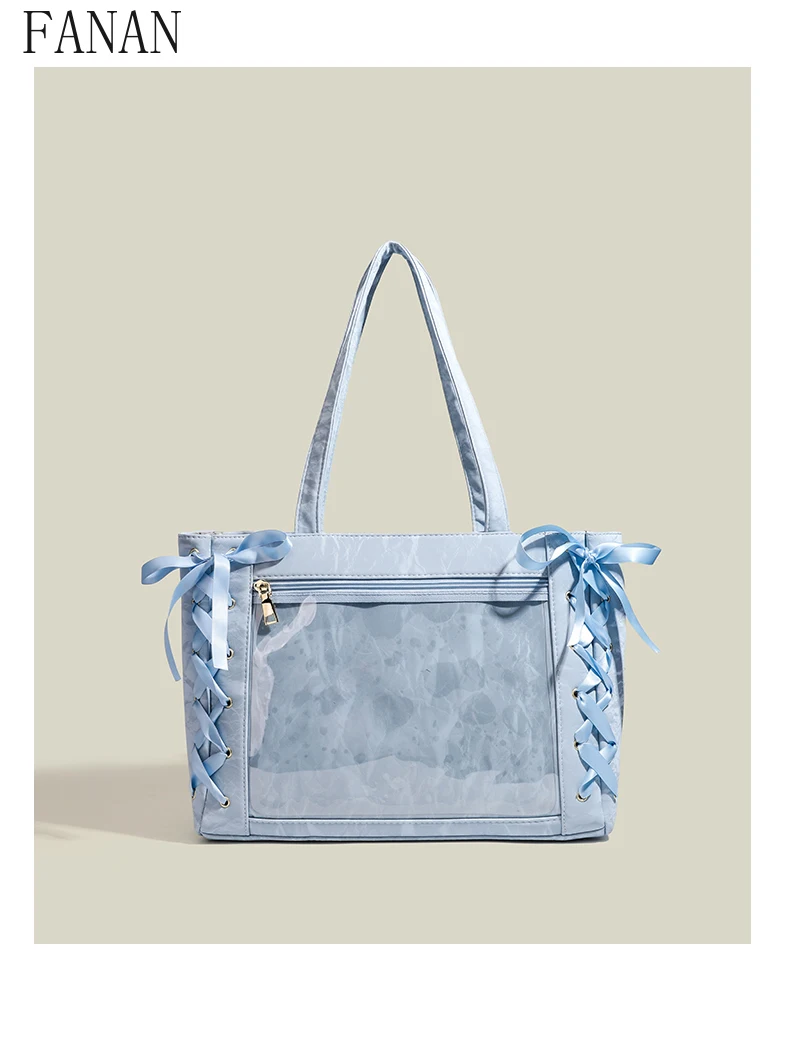 

2025 New Women's Handbags Ribbon Large Capacity Japanese Style Single Shoulder Bags for Women Fashion Casual Tote Bag Femme