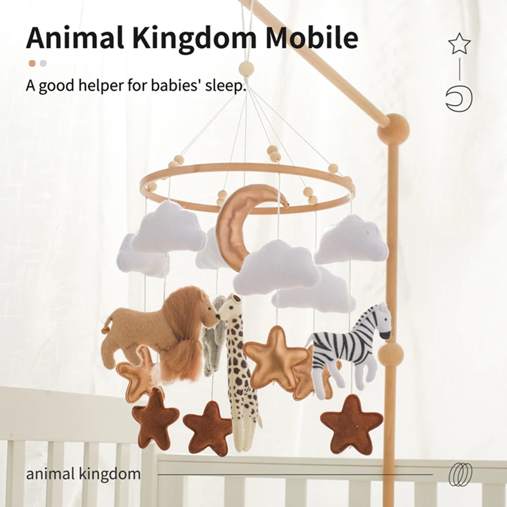 Mobile in legno per culla, campanello per lettino, giocattolo sonaglino, mobile in feltro morbido con animali, supporto per mobile musicale per neonati, regalo giocattolo