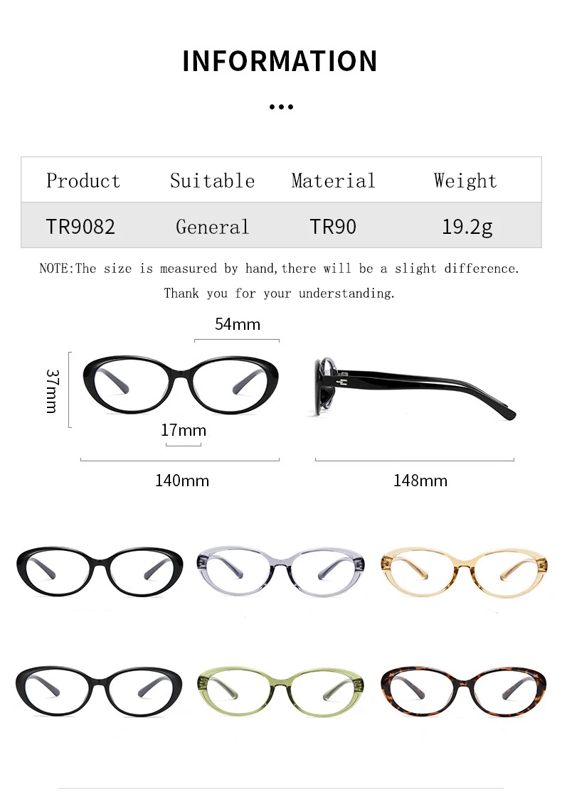 Klassische Marke Design Ellipse Reis Studs Frauen Rahmen Myopie Gläser Rezept Photochrome Nearsight Anti Blau Licht Brillen – Detail 7