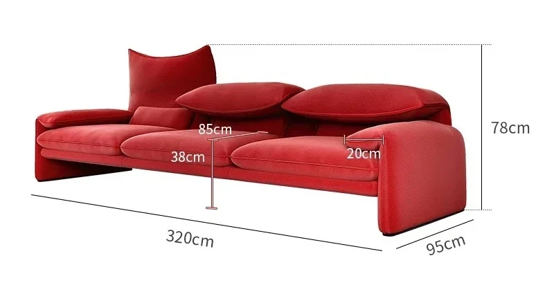 

Italian minimalist adjustment headrest small apartment living room matte cloth straight row sofa