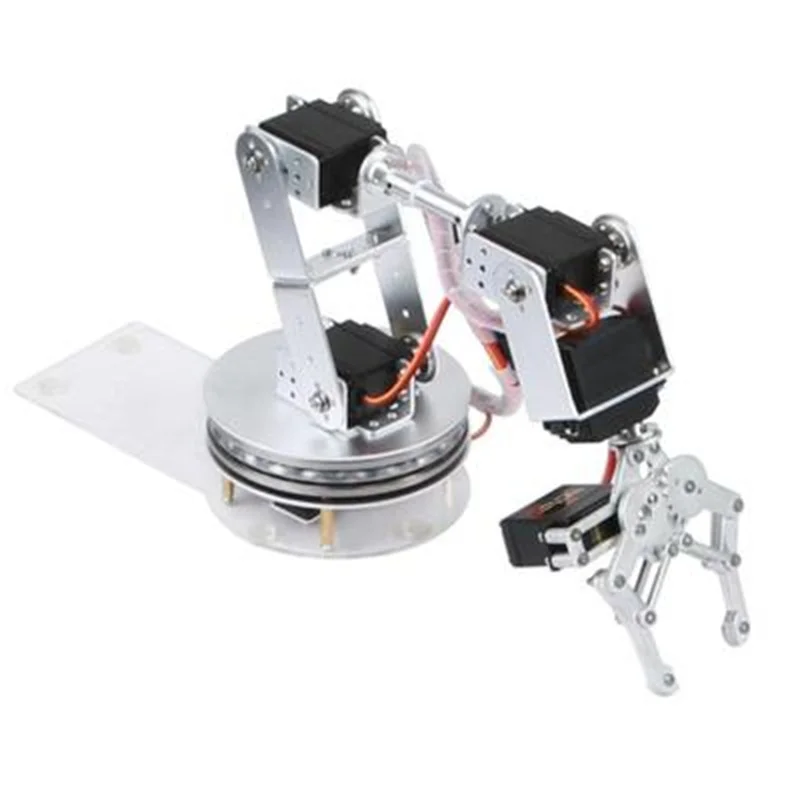 Bras Robotique Argenté 6 DOF avec Base Rotative Résistante à 180/360, pour Robotique Ardu37, Steam dos, Kit de Bricolage, Robot Programmable