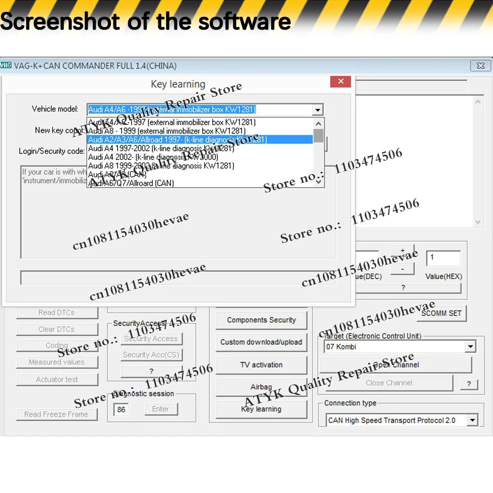قائد 1.4 لـ VAG K CAN Obd2 برنامج كابل قارئ رمز السيارة التشخيص pour voiture أدوات السيارات برنامج إصلاح السيارات VCI #3