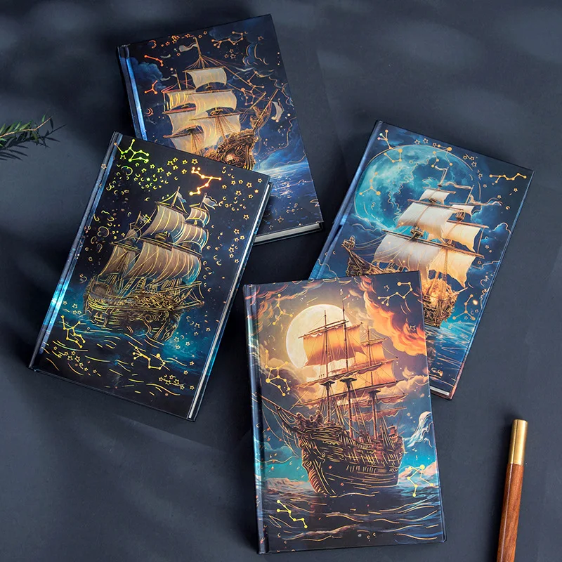 Sail of Dreams, hardcover notebook full-color illustrations inner pages ,  bronzing craft cover，Literary Diary