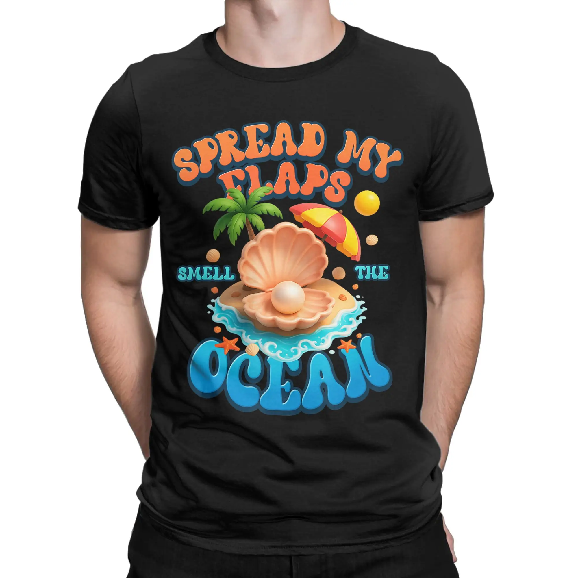 Spread My Flaps Smell The Ocean T-Shirt Men  Casual Pure Cotton Tees Crew Neck Short Sleeve T Shirts Plus Size Clothing