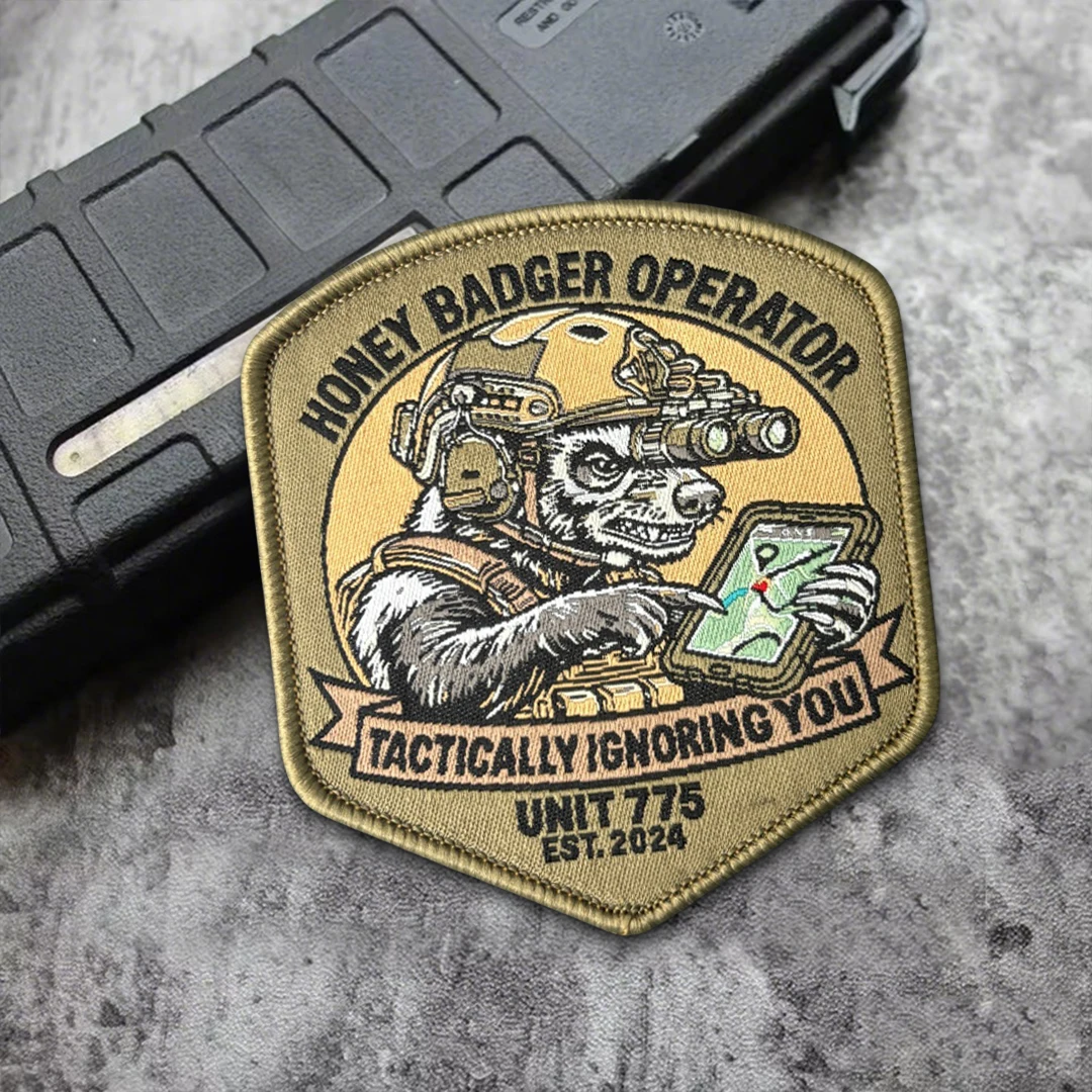 Patch tissé Honey Badger Operator, drôle et tactique, avec motif 'ignorant de votre présence', à fixation auto-agrippante pour sac à dos, gilet, vêtements, brassard
