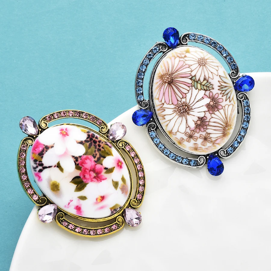 New palace style alloy glazed flower Baroque brooch, high-end creative women's clothing chest flower jewelry brooch