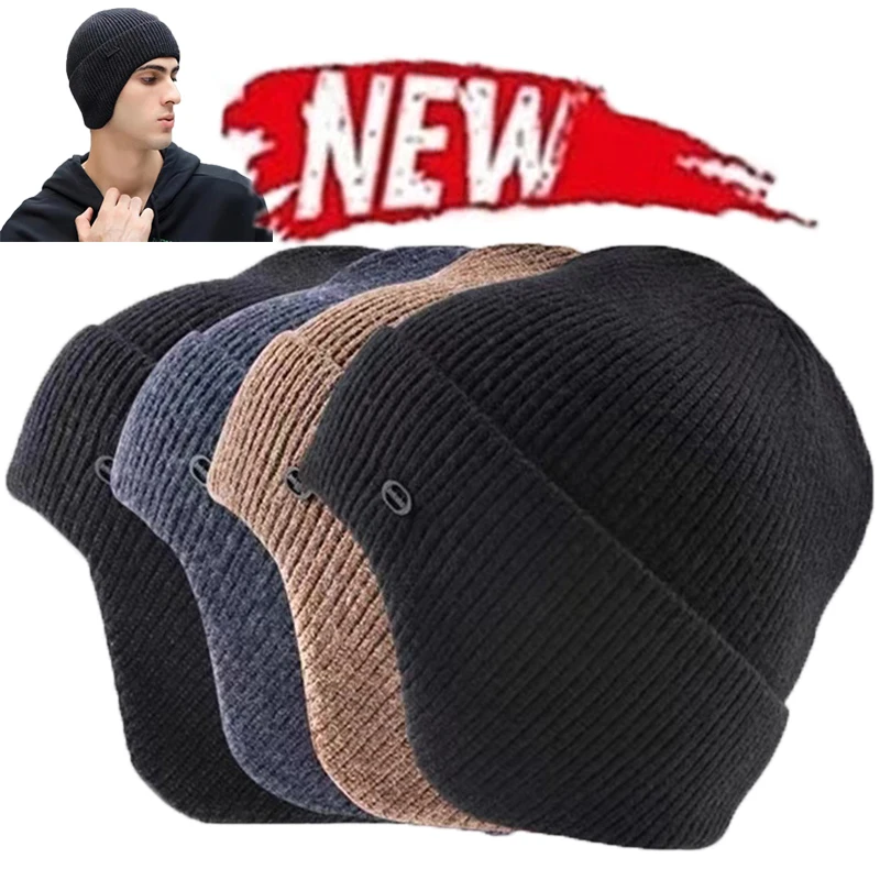 Winter Men's Earmuff Cap Women Knitted Hat Ear Protection Outdoor Cycling Beanies Skull Hat Windproof Earflaps Bonnet Hats