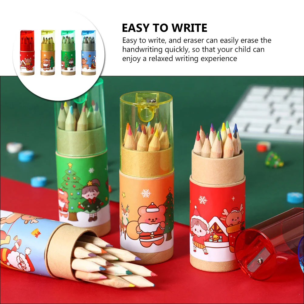 4 Boxes Christmas Pencils Colored for Artists Preschool Multicolor Bulk Drawing Watercolor Child