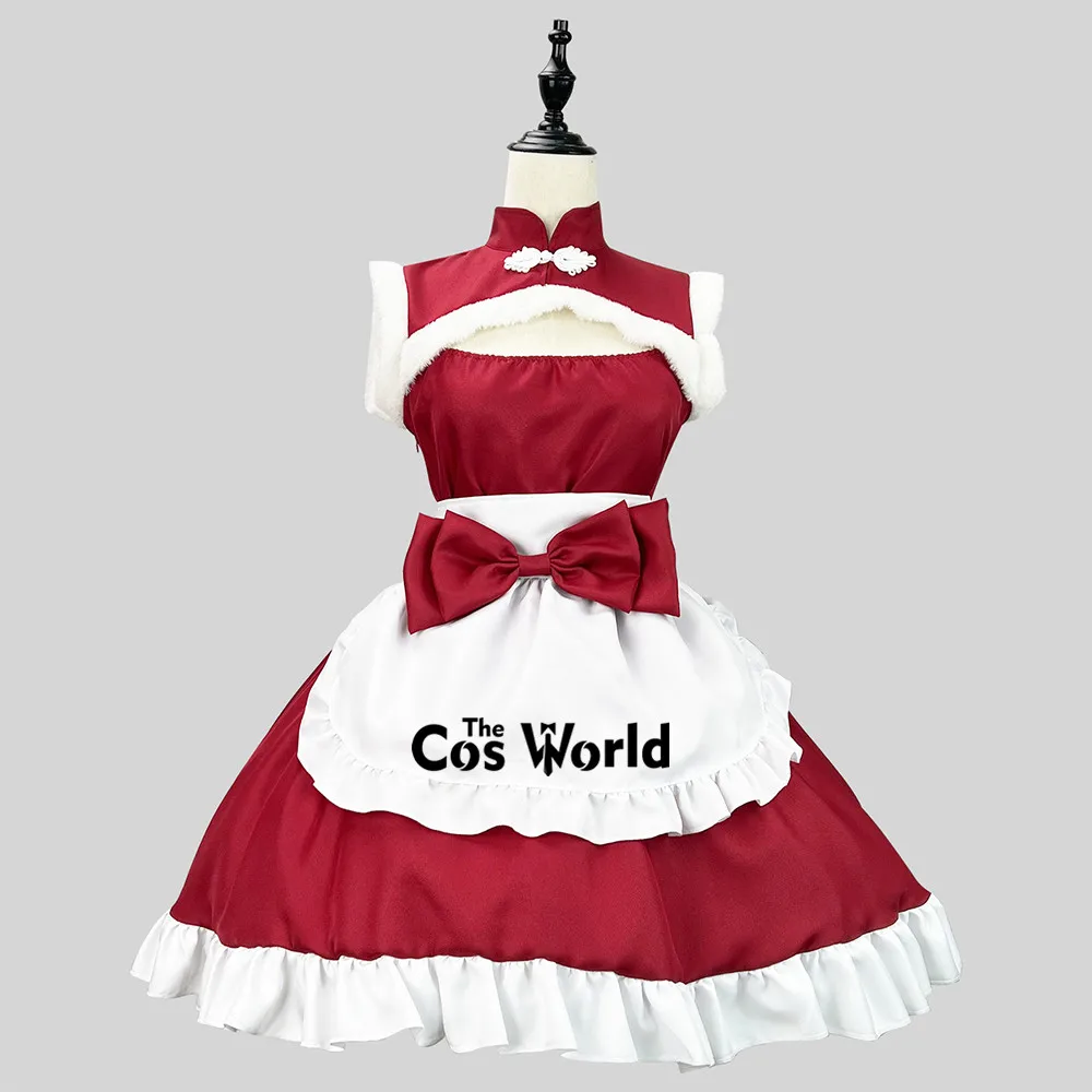 

S-5XL Lolita Christmas Chinoiserie Maid Apron Dress Outfits Anime Cosplay Costume