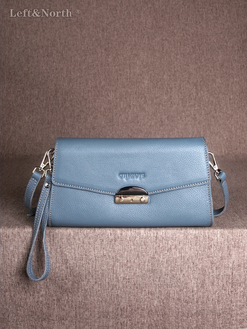 

LEFT&NORTH Women Clutch bags Genuine leather 100% Natural Cowhide High quality Small Rectangular Crossbody bag Original brand