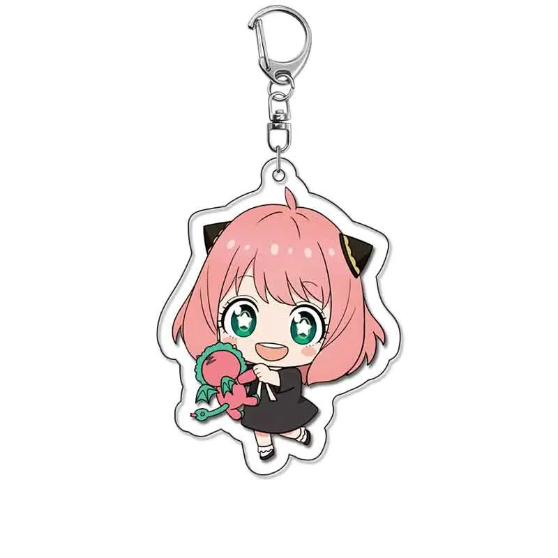 Cute Q Version Anya Forger Anime Characters Acrylic Keychain Ornaments Kawaii Cartoon Girly Heart Charm Jewelry Pendant Keyring