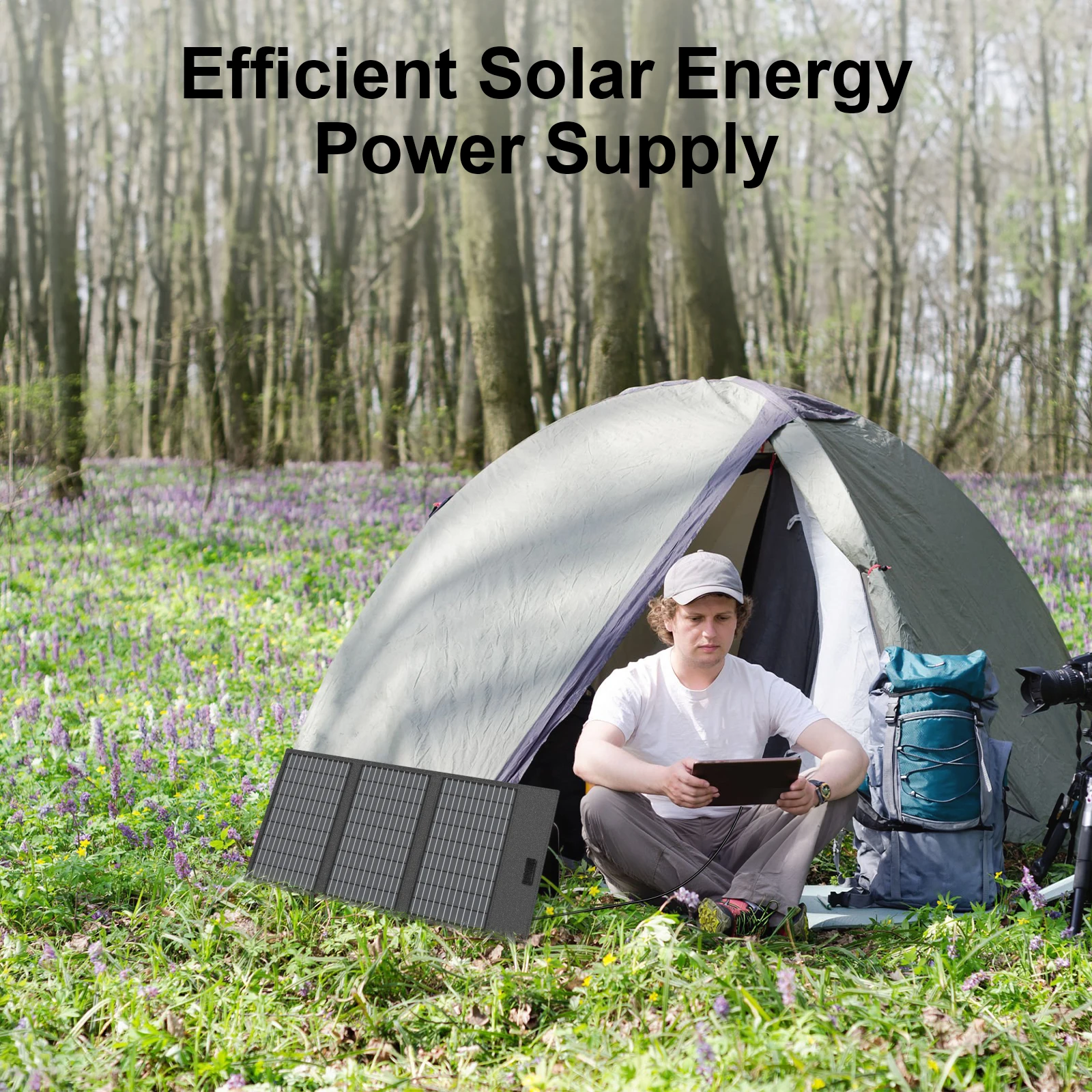 MHPOWOS Solar Panel 45 / 60W Solar Charger, 23.5% High-Efficiency Monocrystalline Solar Panel Power Charger for Phone Hiking Cam