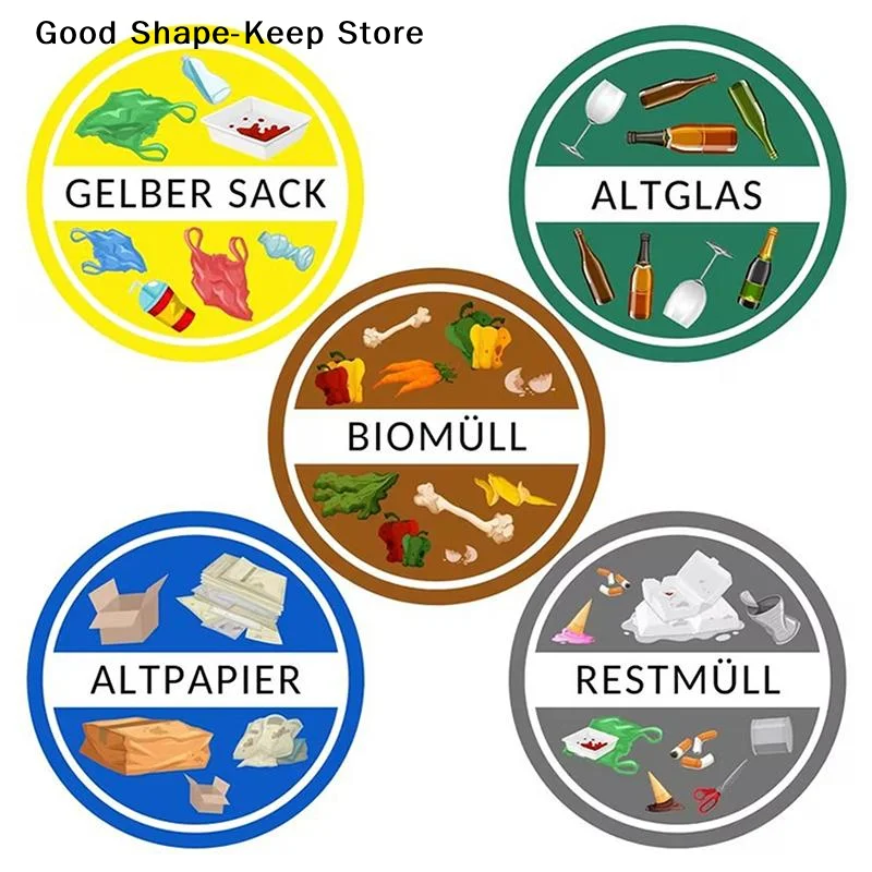 dailyHome Office School Use Waterproof Garbage Classification Sticker for Recycling Bin Easy Waste Sorting Trash Can Label