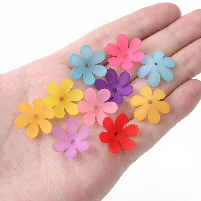 50 Pcs Acrylic Petal 20mm Flower With Hole Beads Necklace Bracelet Hairpin  Accessories DIY Handmade Flower Jewelry Making