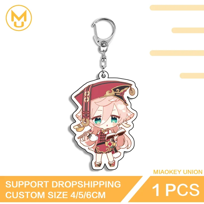 Llavero Acrílico de Doble Cara con Diseño Artístico y Encantador de Yanfei y Ganyu de Genshin Impact, Decoración para Mochila, Colección Kawaii Anime