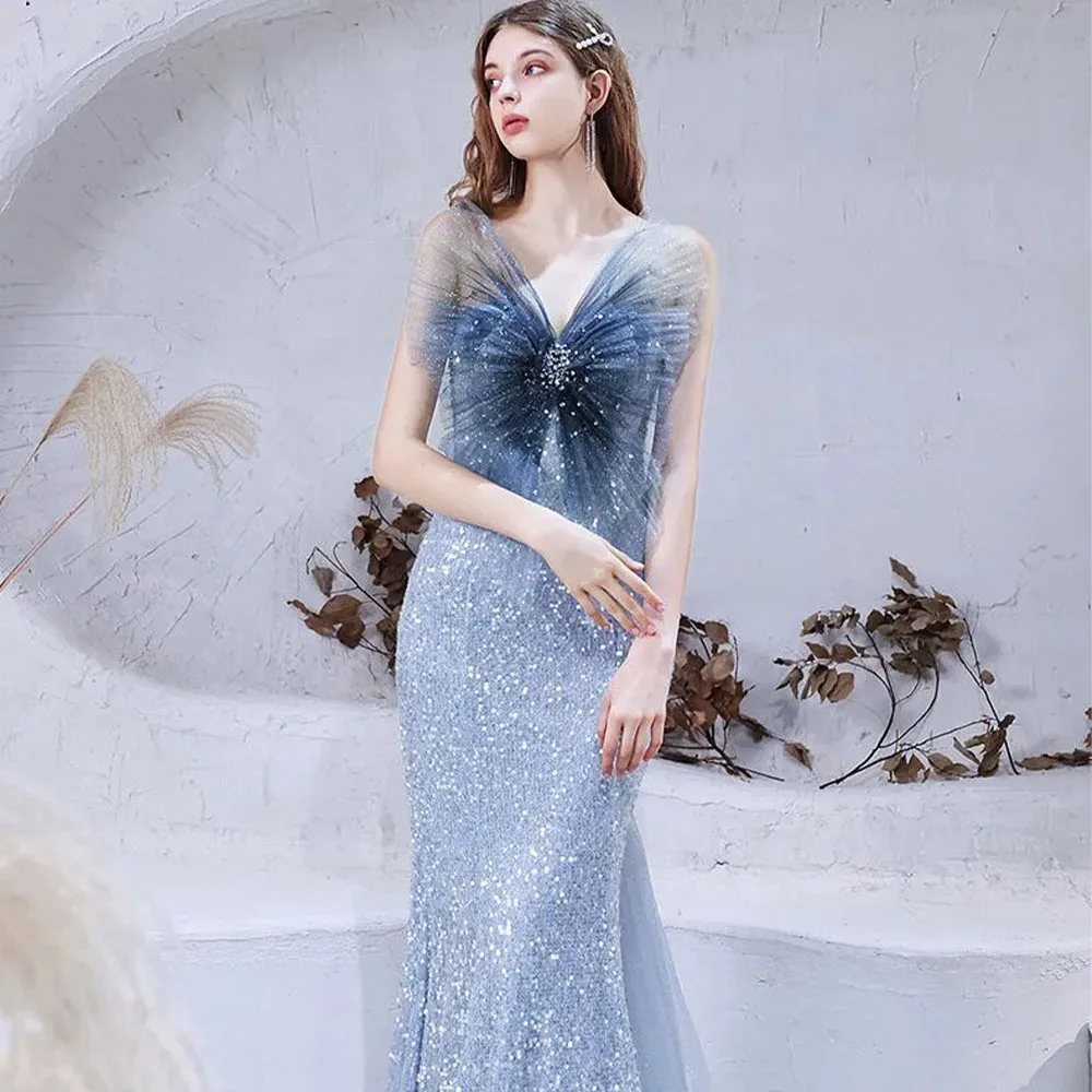 2022 Women Evening Dresses Formal Elegant Long Sequined Mermaid Arabic Dubai Prom Dress Party Gowns Zuhair Murad CL-405