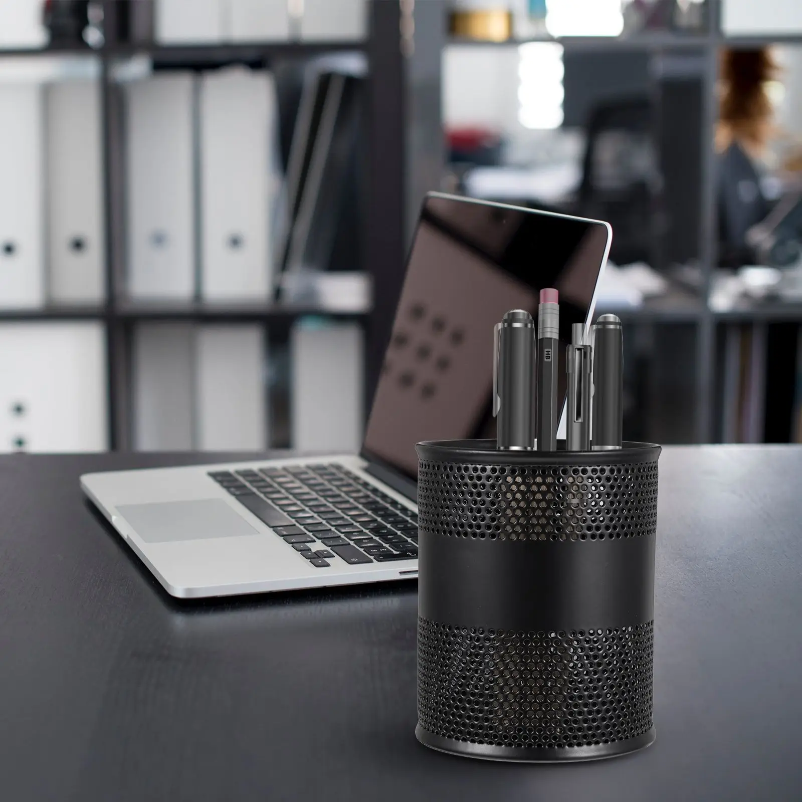 2 Pcs Metal Pen Holder Desktop Organizer Storage Box Wire Mesh Stationery Container Creative Design Iron