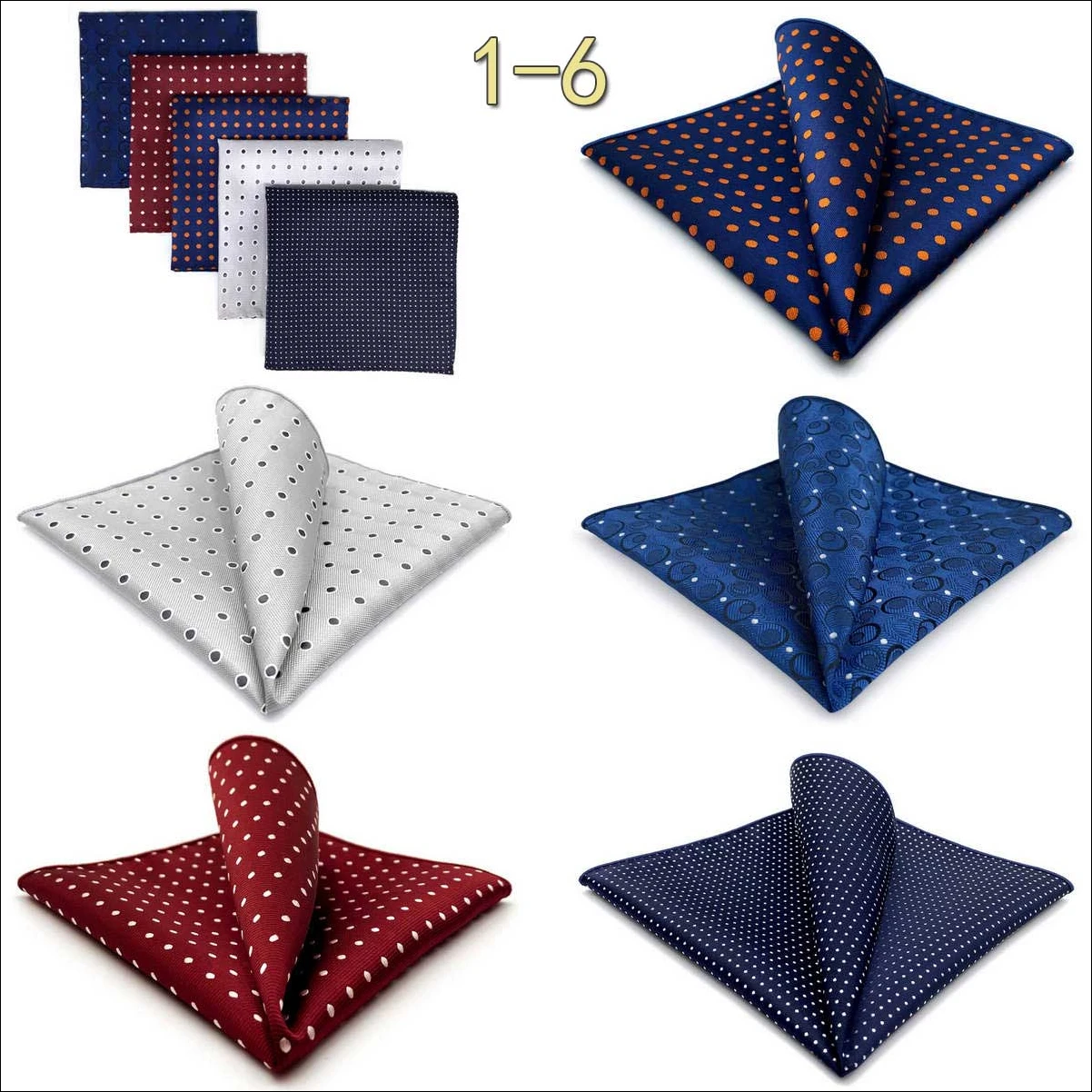 5 Pieces Mens Jacquard Pocket Square Set Multi Styles Handkerchief Suit Pocket Towel Hanky Vintage Business Accessories Gift
