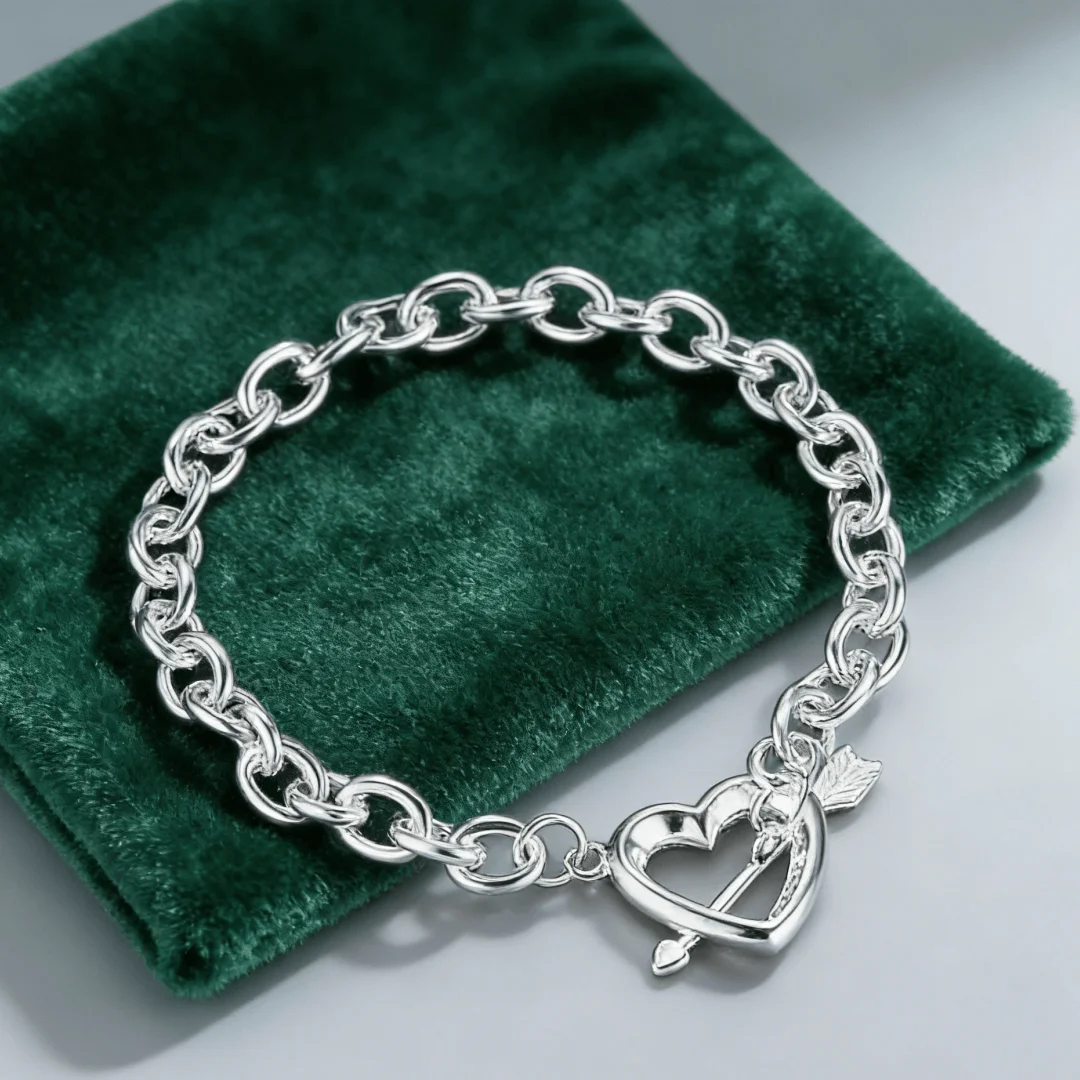 New Original 925 sterling silver Hyperbole arrow heart Bracelets for women Best friend Wedding party fashion Jewelry Couple gift