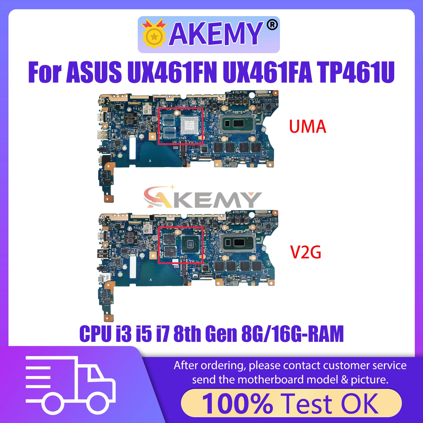 

Материнская плата AKEMY UX461F Материнская плата ASUS Zenbook Flip UX461FA UX461FN TP461U TP461F для ноутбука, i3, i5, i7, процессор 8-го поколения, 8 ГБ/16 ГБ ОЗУ