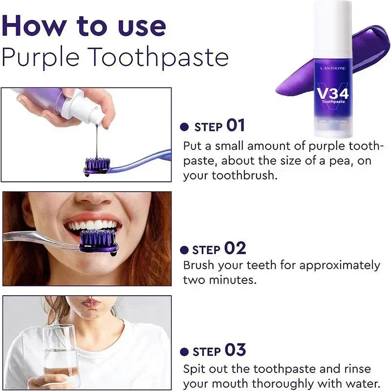 V34 Teeth Whitening Mousse Toothpaste Remove Plaque Stains Cleaning Oral Hygiene Bleaching Dental Tools Fresh Breath Tooth Care