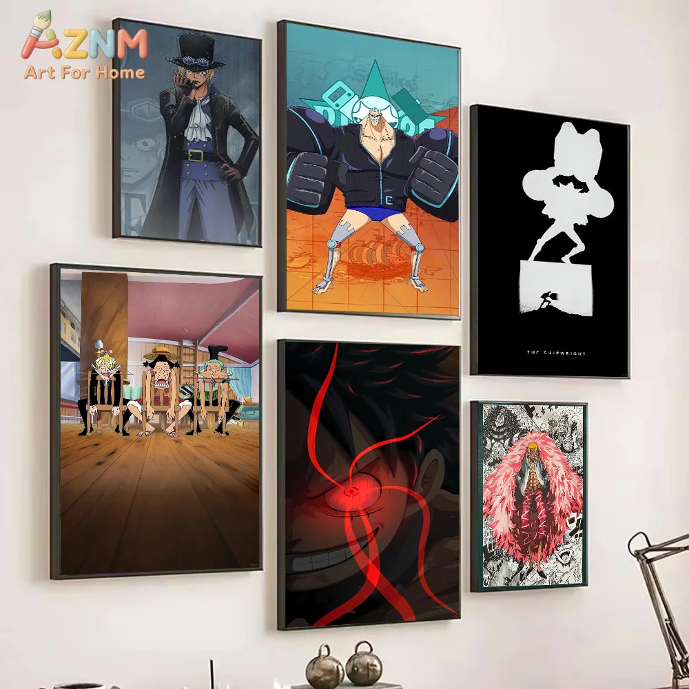 AZNM One Piece Anime Canvas Wall Art Sabo Franky Doflamingo Crocodile HD Print Frameless Painting Japanese Manga Modern Home Bed view 4