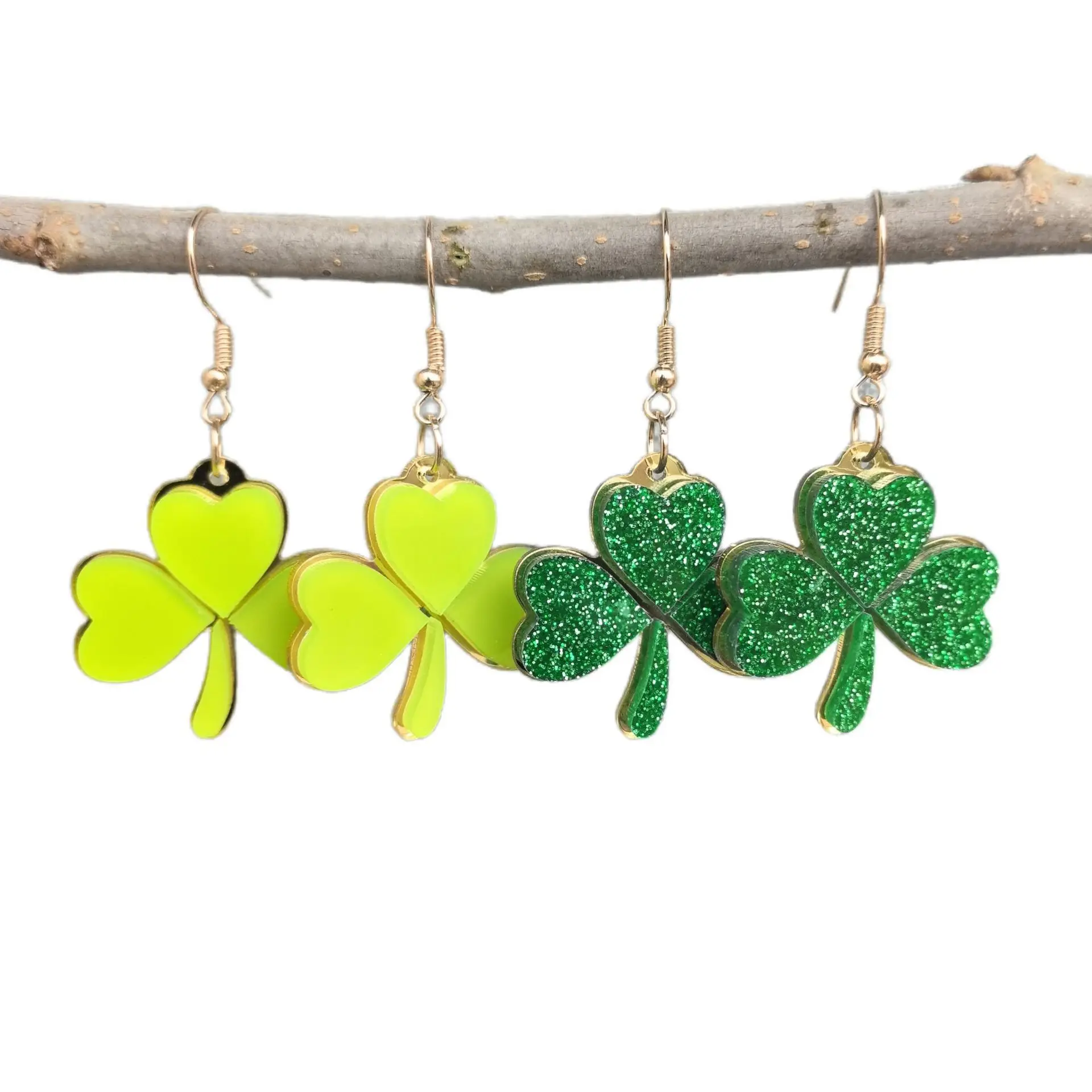 New Irish Festival Green Fine Pink Clover Earrings Saint Patrick Earrings Decorative Gift Wholesale