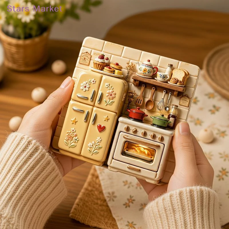 Retro Small Ornaments Creative Resin Three Dimensional Relief Magnetic Refrigerator Magnets Fridge Decor Small Gifts