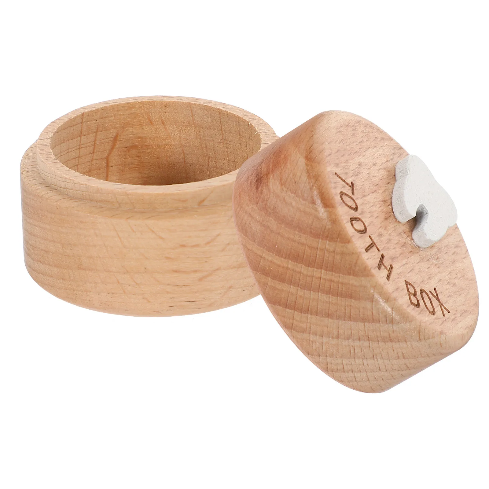 

1pcs Wooden Tooth Box Cute Keepsake For Baby Teeth Storage Portable Kids Trinket Container Fetal Hair Case Small Organizer