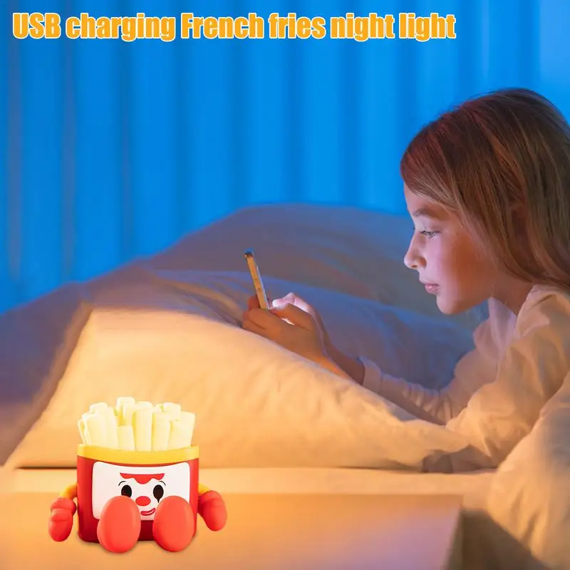 French Fries Shape Sleeping Night Lights Soft Light Innovative Table Lamp Portable Rechargeable Versatile For Girls Boys Kids